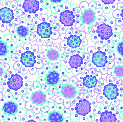 Cute vector seamless pattern with hand drawn flowers. Stylized plants for printing on fabrics, paper and various souvenirs
