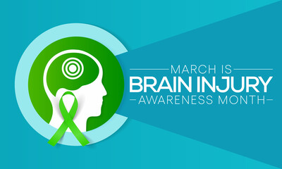 Brain Injury awareness month (TBI) is observed every year in March, is a disruption of the normal function of the brain that can be caused by a blow, bump or jolt to the head. vector illustration