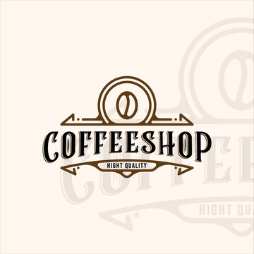 coffee shop logo line art vintage vector illustration template icon graphic design