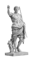 Roman emperor Caesar Augustus from Prima Porto statue isolated over white background with clipping...