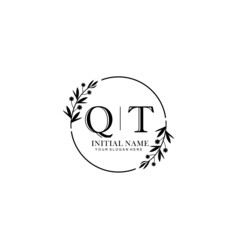 QT Hand drawn wedding monogram logo