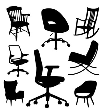 relaxing and business chairs silhouette
