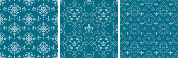 Set of vintage background patterns for seamless wallpaper