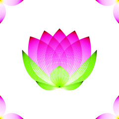 Blooming Lotus flower Bud pink profile on a white background, geometric pattern, vector.