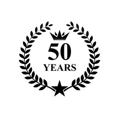 50 years old , anniversary icon logo , illustration isolated, The crown 