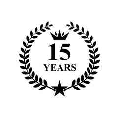 15 years old , anniversary icon logo , illustration isolated, The crown 