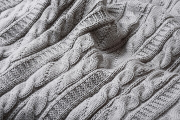 texture gray knitted plaid background, patterned knitting