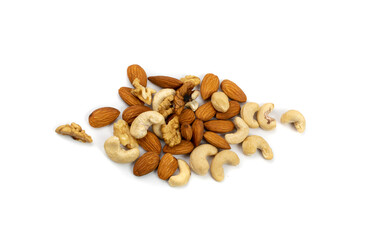 Nut Mix Pile Isolated, Heap of Peeled Nut Kernels