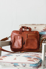 close-up photo of red leather bag corporate.