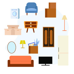 Set of the concept of moving house