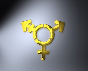 gold gender symbol, icon for sex 3D