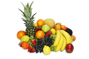 Naklejka na ściany i meble Fresh Fruits food tropical nutrition vitamin isolated background white
