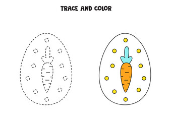 Trace and color cute Easter egg. Worksheet for children.