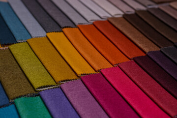 Samples of furniture fabrics.Multicolor fabric texture background.