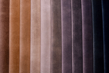 Fototapeta premium Samples of furniture fabrics.Multicolor fabric texture background.Velours.
