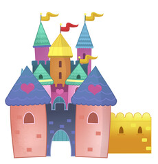 cartoon castle on white background illustration