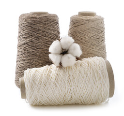 Bobbins of yarn with cotton flower