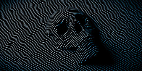 Human skull - shape made by lines - 3d illustration