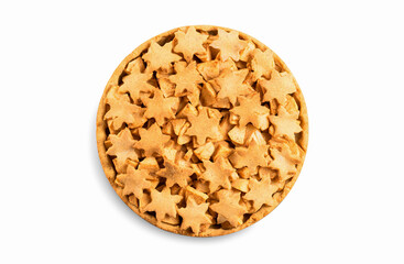 Apple pie isolated on a white background. Close-up. Top view.