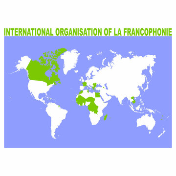 vector map with location of the  International Organisation of La Francophonie for your project