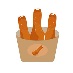 Fried chicken drumsticks vector drawing on a white background isolated
