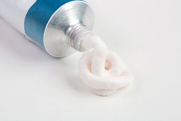 Close up image of ointment tube with squezzed product - obrazy, fototapety, plakaty