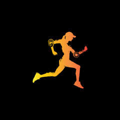 Fototapeta na wymiar Men and women running sport icon 