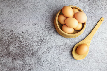 fresh chicken eggs on the table