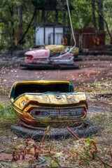 Bumper Cars in Prypiat amusement park in Chernobyl