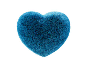 Blue heart shaped fabric isolated on white background. 3d rendering