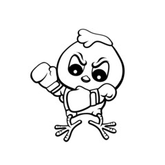 Cute cartoon style illustration of a boxing chick