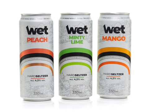 Wet hard seltzer with different flavors