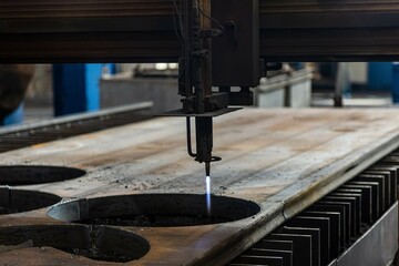 Plasma welding and metal cutting in industry. High-tech production processes at the plant