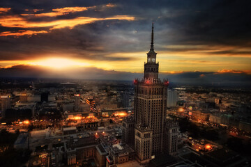 Fototapeta na wymiar view of the Palace of Culture and Science and the center of Warsaw