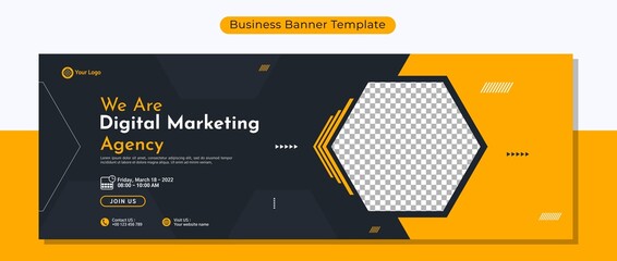 Business conference banner template design for webinar, marketing, online class program, etc