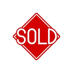 Sold sign icon isolated on white background