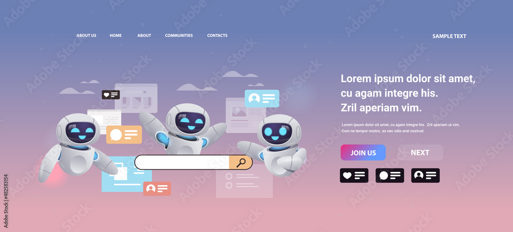 Poster robots using web browser robotic characters searching information web page data analyzing online net