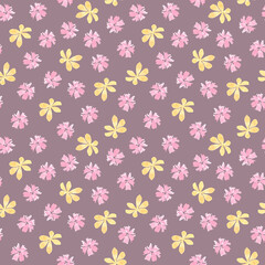 Watercolor flower bud. Watercolor seamless pattern with wildflowers.