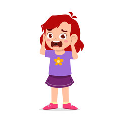 cute little boy cover ear from loud sound