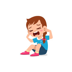 cute little boy cover ear from loud sound