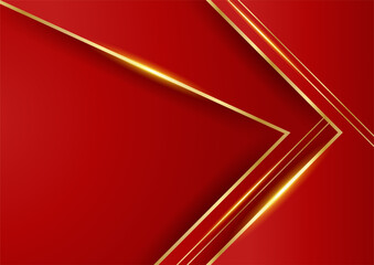 Abstract line red gold cover design background