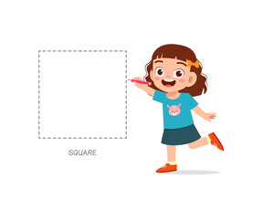 cute little girl study to draw a square