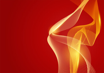 Abstract line red gold cover design background