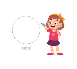 cute little girl study to draw a circle