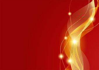 Abstract line red gold cover design background