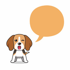 Cartoon character beagle dog with speech bubble for design.