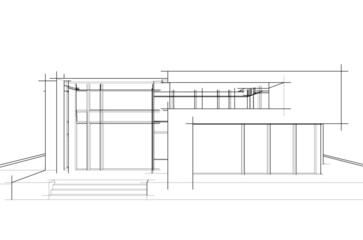 sketch of building on white background
