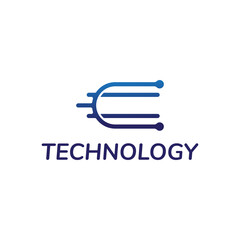 letter C technology logo design