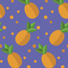 Seamless pineapple pattern on a very pery color background.