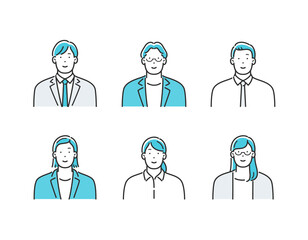 会社員の男女のイラストセット